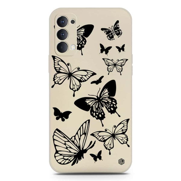 Cute Butterfly Design Soft Phone Case - Silica Gel Case - Offwhite - Oppo Reno 4 5G