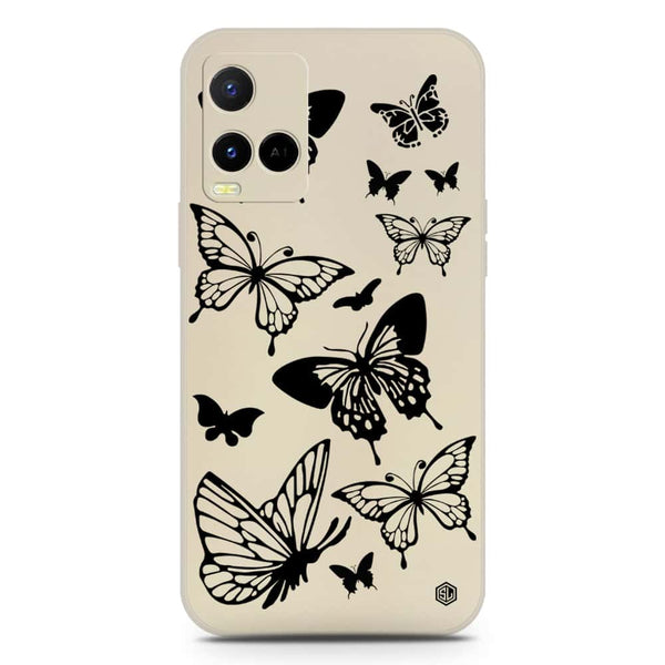 Cute Butterfly Design Soft Phone Case - Silica Gel Case - Offwhite - Vivo Y33s