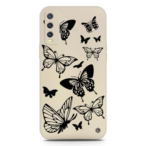 Cute Butterfly Design Soft Phone Case - Silica Gel Case - Offwhite - Vivo Y20T