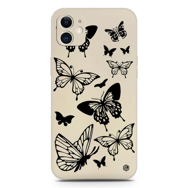 Cute Butterfly Design Soft Phone Case - Silica Gel Case - Offwhite - iPhone 11