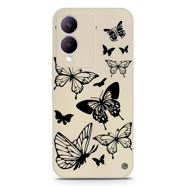 Cute Butterfly Design Soft Phone Case - Silica Gel Case - Offwhite - Vivo Y17s