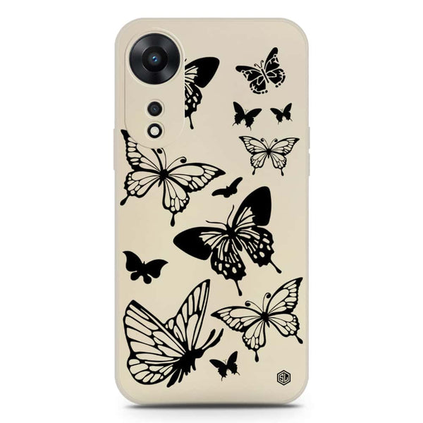 Cute Butterfly Design Soft Phone Case - Silica Gel Case - Offwhite - Oppo A58 4G