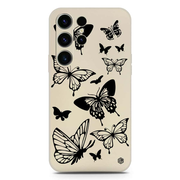 Cute Butterfly Design Soft Phone Case - Silica Gel Case - Offwhite - Samsung Galaxy S23 Ultra 5G