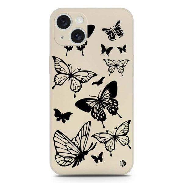 Cute Butterfly Design Soft Phone Case - Silica Gel Case - Offwhite - iPhone 15