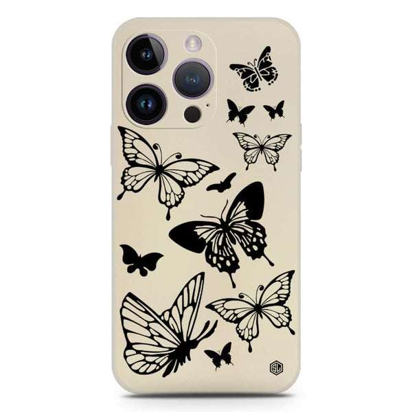 Cute Butterfly Design Soft Phone Case - Silica Gel Case - Offwhite - iPhone 14 Pro