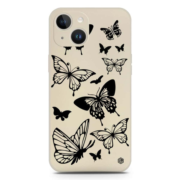 Cute Butterfly Design Soft Phone Case - Silica Gel Case - Offwhite - iPhone 14 Plus