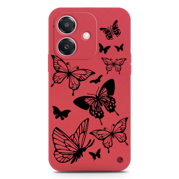 Cute Butterfly Design Soft Phone Case - Silica Gel Case - Red - Oppo A3x 5G