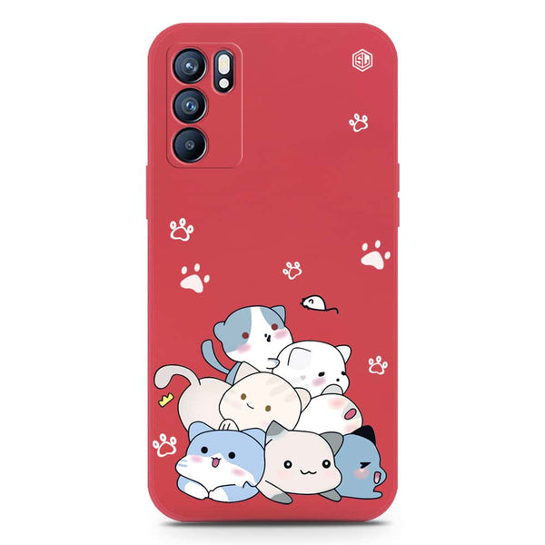 Cute Design Soft Phone Case - Silica Gel Case - Dark Red - Oppo Reno 6 Pro 5G