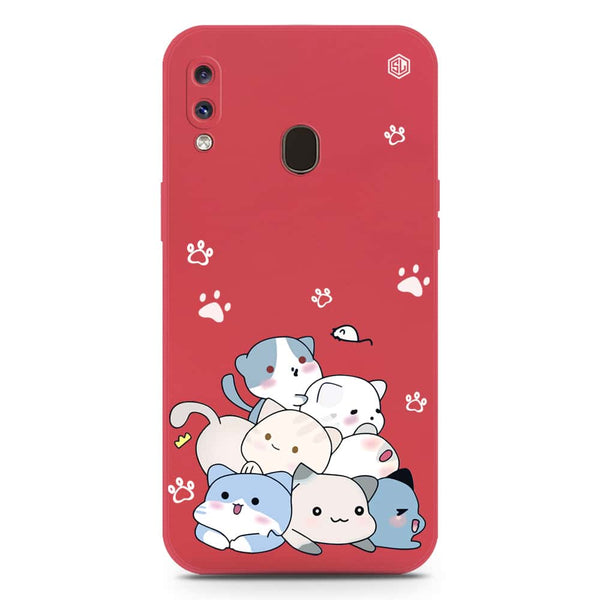 Cute Design Soft Phone Case - Silica Gel Case - Dark Red - Samsung Galaxy A20