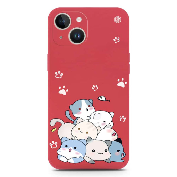 Cute Design Soft Phone Case - Silica Gel Case - Dark Red - iPhone 14 Plus