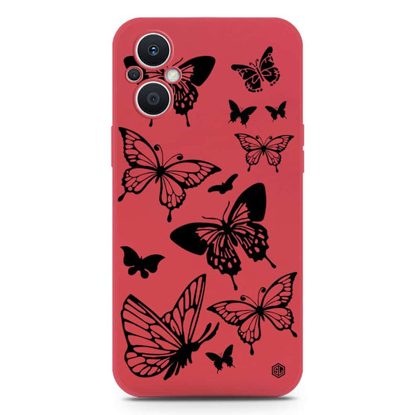 Cute Butterfly Design Soft Phone Case - Silica Gel Case - Red - Oppo Reno7 Z 5G