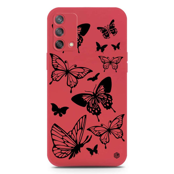 Cute Butterfly Design Soft Phone Case - Silica Gel Case - Red - Oppo Reno 6 Lite