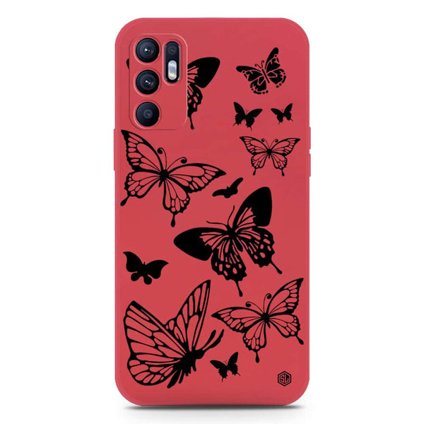 Cute Butterfly Design Soft Phone Case - Silica Gel Case - Red - Oppo Reno 6