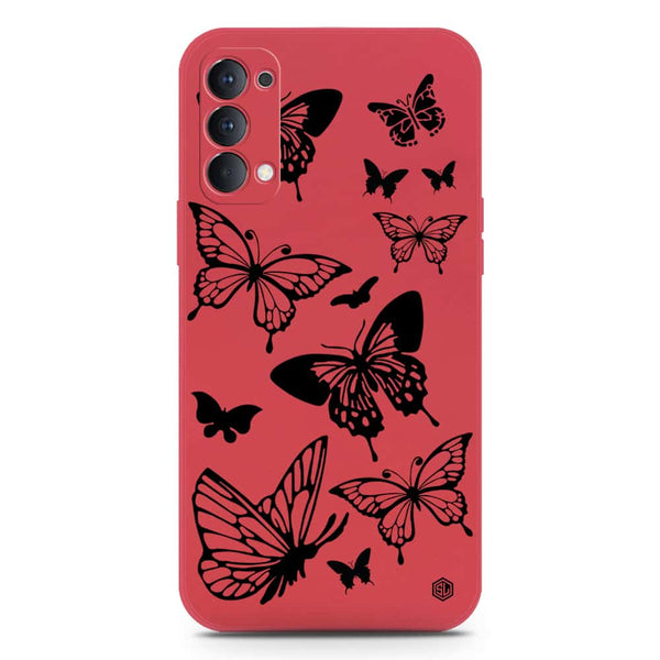 Cute Butterfly Design Soft Phone Case - Silica Gel Case - Red - Oppo Reno 4 5G