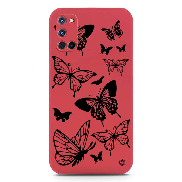 Cute Butterfly Design Soft Phone Case - Silica Gel Case - Red - Oppo A92