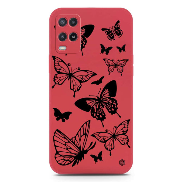 Cute Butterfly Design Soft Phone Case - Silica Gel Case - Red - Oppo A55 5G