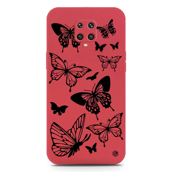 Cute Butterfly Design Soft Phone Case - Silica Gel Case - Red - Xiaomi Redmi Note 9 Pro