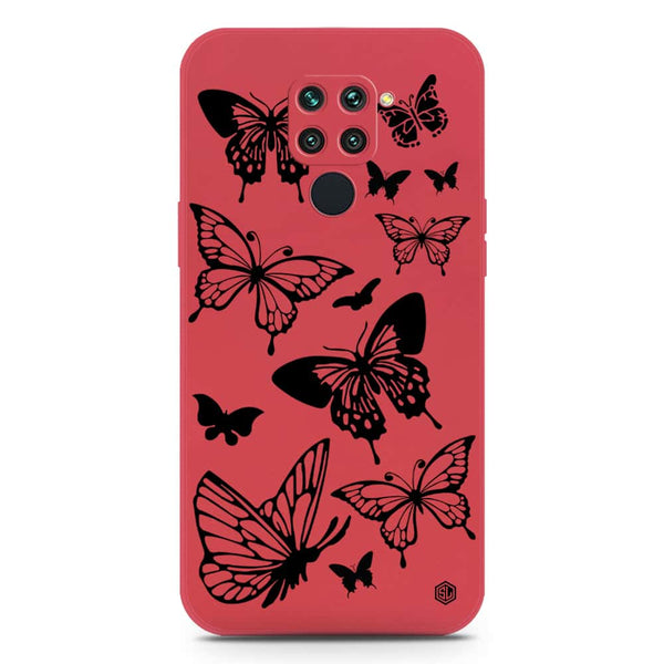 Cute Butterfly Design Soft Phone Case - Silica Gel Case - Red - Xiaomi Redmi Note 9