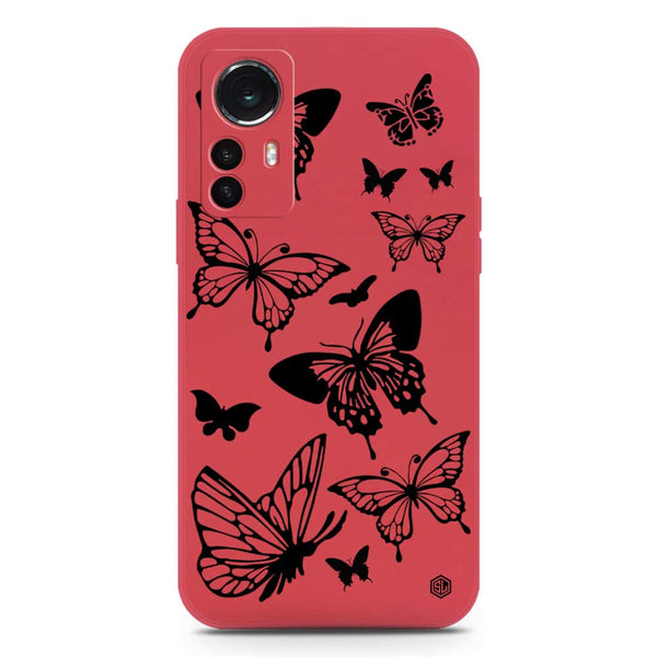 Cute Butterfly Design Soft Phone Case - Silica Gel Case - Dark Red - Xiaomi 12