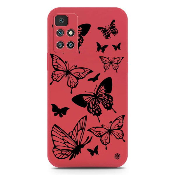 Cute Butterfly Design Soft Phone Case - Silica Gel Case - Red - Xiaomi Redmi 10 Prime