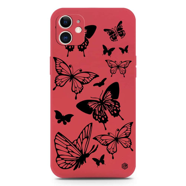 Cute Butterfly Design Soft Phone Case - Silica Gel Case - Red - iPhone 12