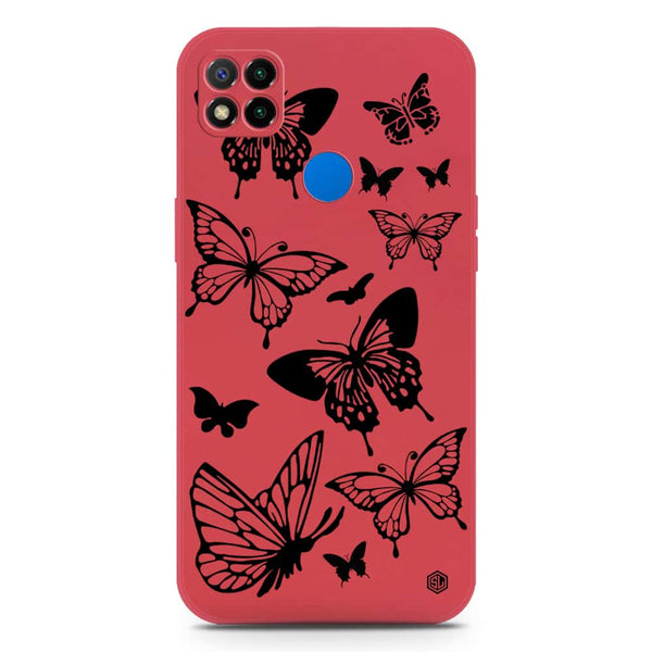 Cute Butterfly Design Soft Phone Case - Silica Gel Case - Dark Red - Xiaomi Redmi 9C