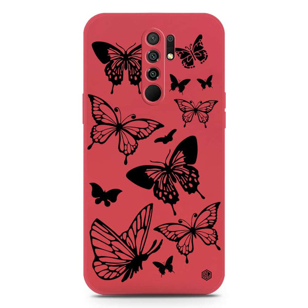 Cute Butterfly Design Soft Phone Case - Silica Gel Case - Dark Red - Xiaomi Redmi 9 Prime