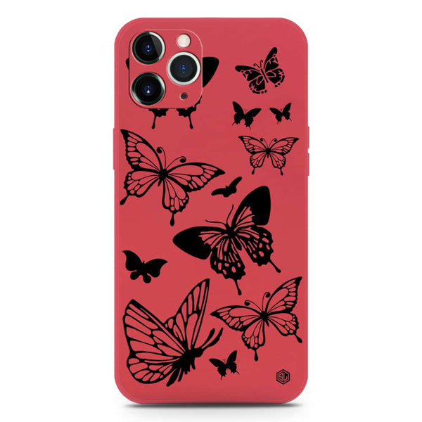 Cute Butterfly Design Soft Phone Case - Silica Gel Case - Dark Red - iPhone 11 Pro Max