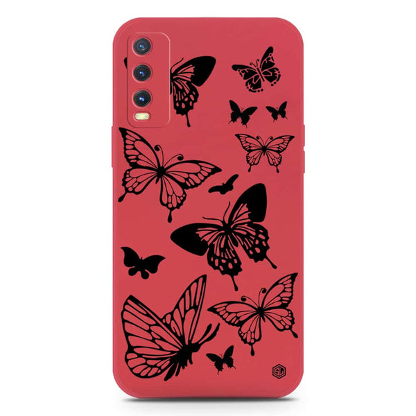 Cute Butterfly Design Soft Phone Case - Silica Gel Case - Dark Red - Vivo Y20T