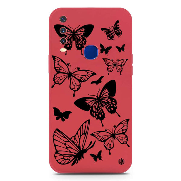 Cute Butterfly Design Soft Phone Case - Silica Gel Case - Red - Vivo Y15