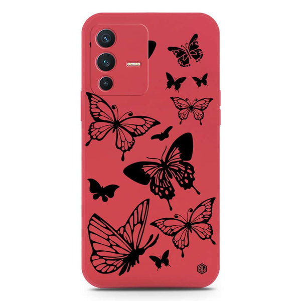 Cute Butterfly Design Soft Phone Case - Silica Gel Case - Red - Vivo S12