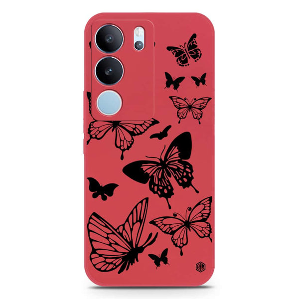 Cute Butterfly Design Soft Phone Case - Silica Gel Case - Red - Vivo S17