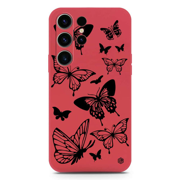 Cute Butterfly Design Soft Phone Case - Silica Gel Case - Red - Samsung Galaxy S23 Ultra 5G