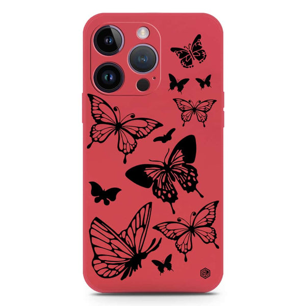 Cute Butterfly Design Soft Phone Case - Silica Gel Case - Red - iPhone 14 Pro