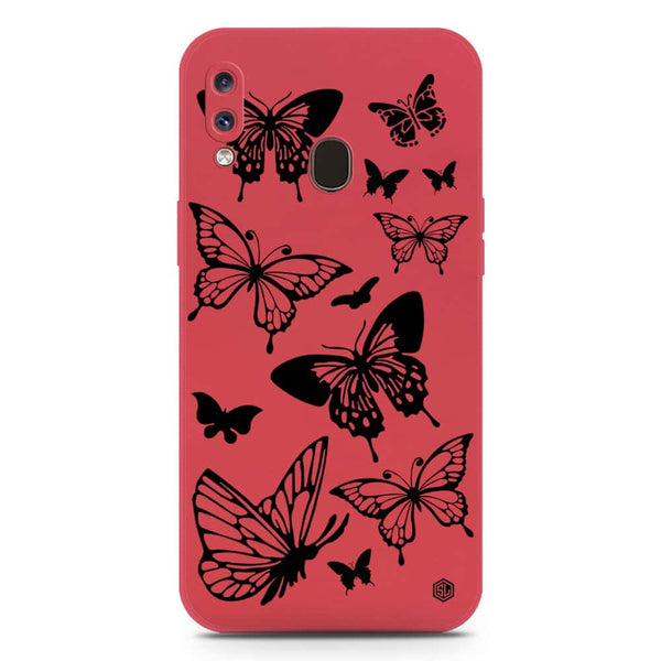 Cute Butterfly Design Soft Phone Case - Silica Gel Case - Dark Red - Samsung Galaxy A20