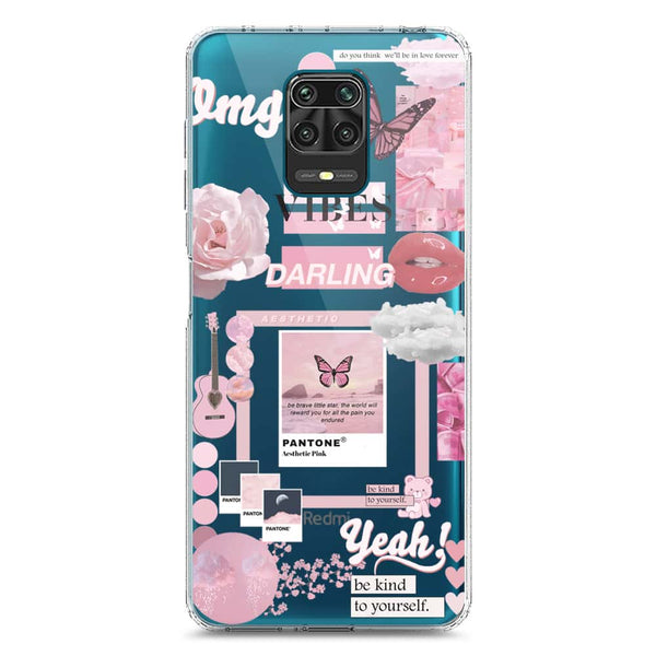 Pink Aesthetic Design - Design 1 - Soft Phone Case - Crystal Clear Case - Xiaomi Redmi Note 9 Pro