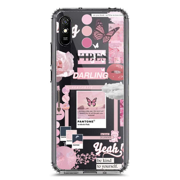 Pink Aesthetic Design - Design 1 - Soft Phone Case - Crystal Clear Case - Xiaomi Redmi 9i