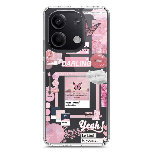 Pink Aesthetic Design - Design 1 - Soft Phone Case - Crystal Clear Case - Xiaomi Redmi Note 13