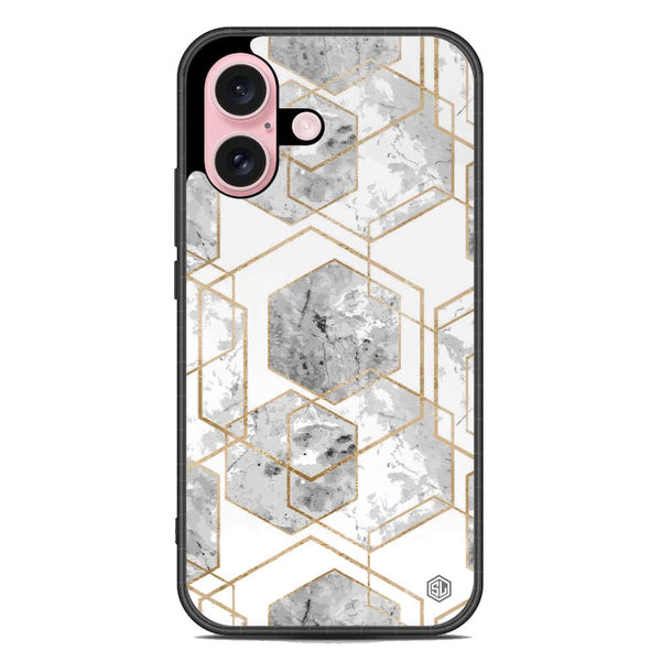 Stylish Marble Series Soft Phone Case - Metal Case - Design 2 - iPhone 16