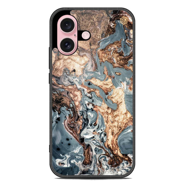 Marble Series Soft Phone Case - Metal Case - Design 5 - iPhone 16