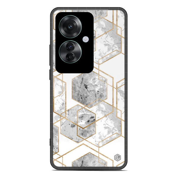 Stylish Marble Series Soft Phone Case - Premium Glass Case - Design 2 - Oppo Reno 11F