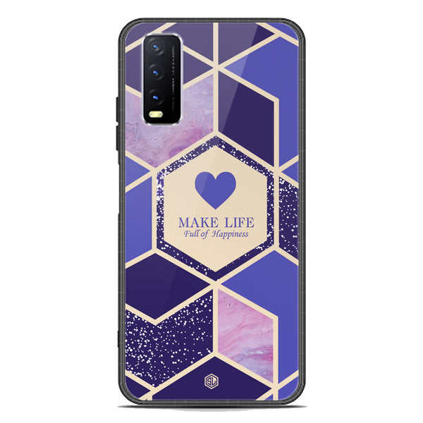 Happiness Series Soft Phone Case - Premium Glass Case - Design 2 - Vivo Y20i