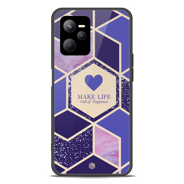 Happiness Series Soft Phone Case - Premium Glass Case - Design 2 - Realme V25