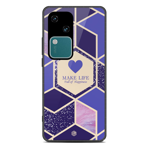 Happiness Series Soft Phone Case - Premium Glass Case - Design 2 - Vivo S18