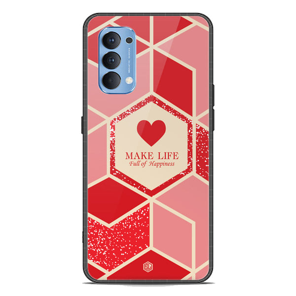 Happiness Series Soft Phone Case - Premium Glass Case - Design 5 - Oppo Reno 4