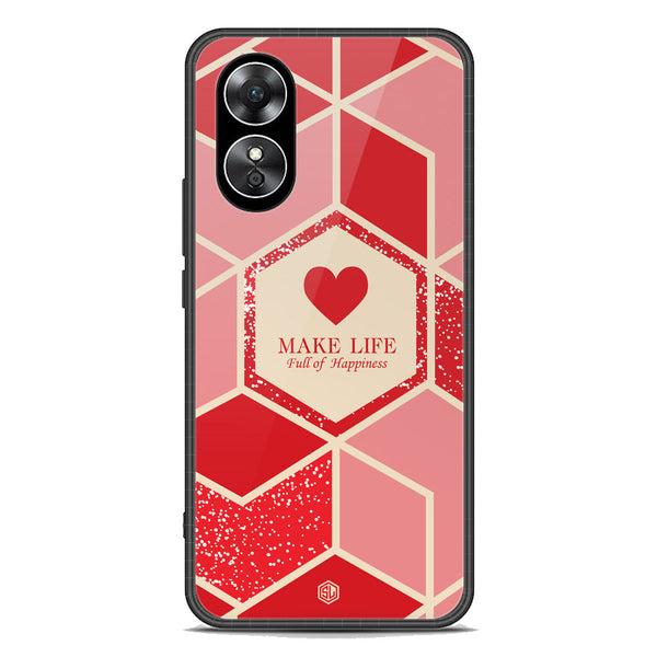 Happiness Series Soft Phone Case - Premium Glass Case - Design 5 - Oppo A17