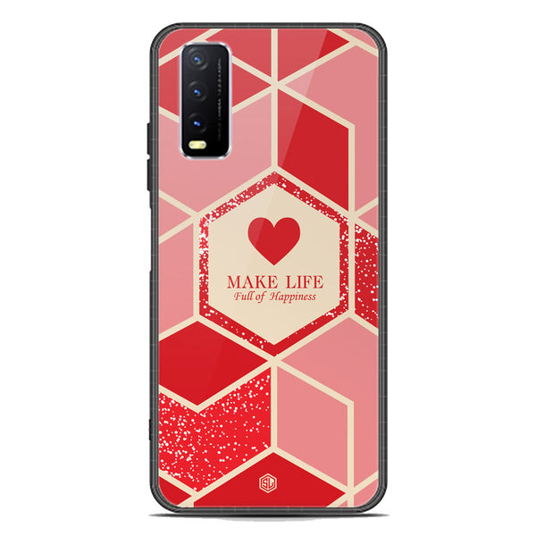 Happiness Series Soft Phone Case - Premium Glass Case - Design 5 - Vivo Y20i