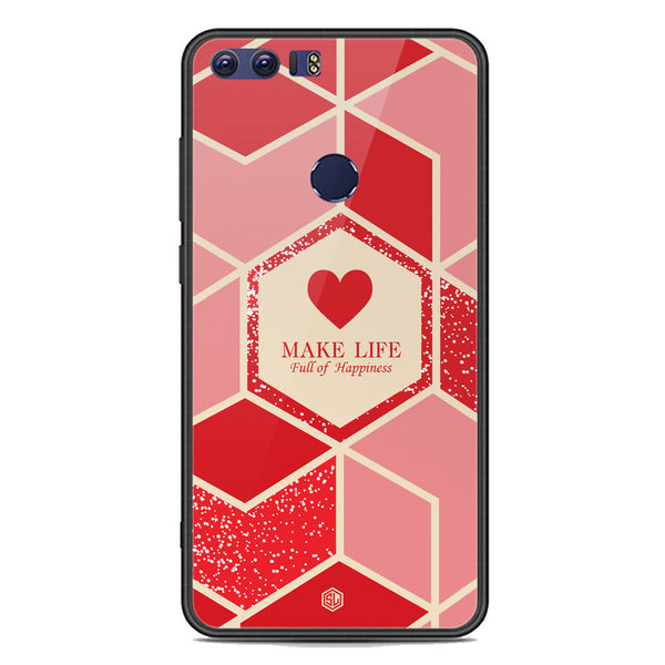 Happiness Series Soft Phone Case - Premium Glass Case - Design 5 - Huawei Honor 8