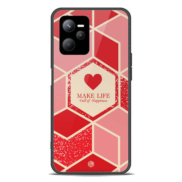 Happiness Series Soft Phone Case - Premium Glass Case - Design 5 - Realme V25