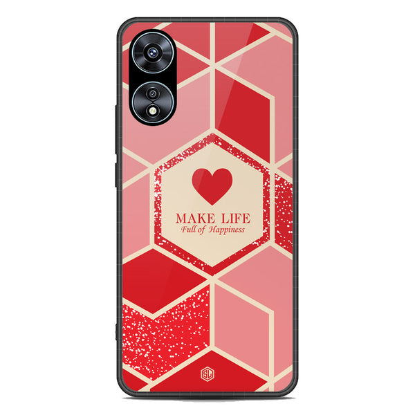 Happiness Series Soft Phone Case - Premium Glass Case - Design 5 - Oppo A58 4G